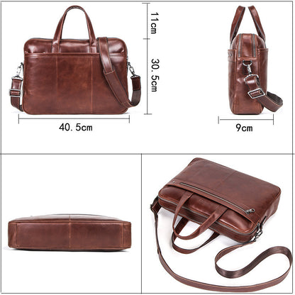 leather mens handbag multifunctional briefcase