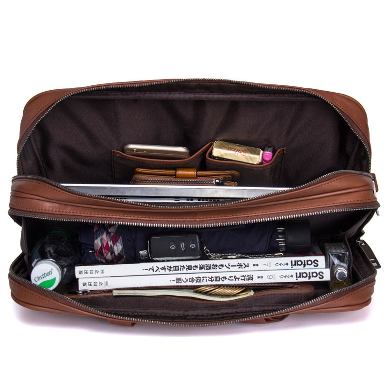 multifunctional leather mens business briefcase