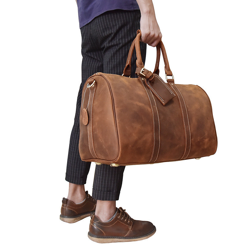 top layer cowhide one shoulder messenger duffel bag