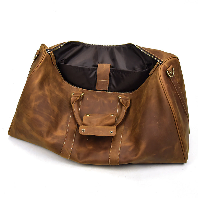 top layer cowhide one shoulder messenger duffel bag