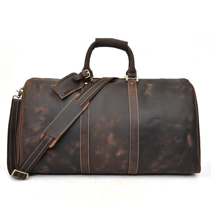 top layer cowhide one shoulder messenger duffel bag