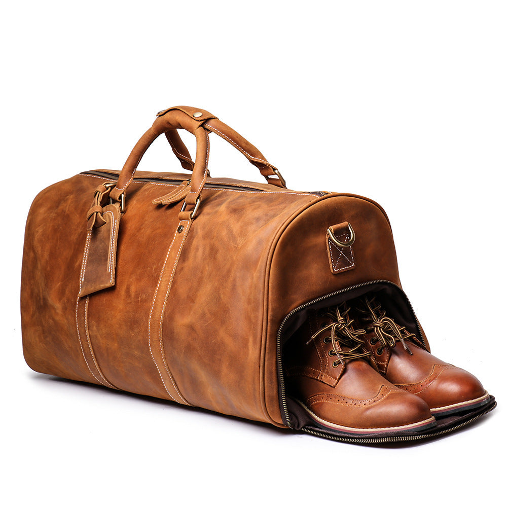 High-Capacity Hand Luggage Bag In First Layer Cowhide