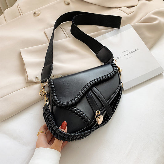 fashion texture messenger bag ladies all match saddle bag