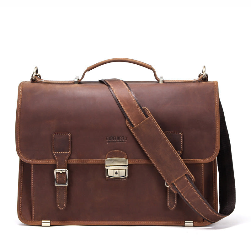 14 inch laptop leather mens business briefcase