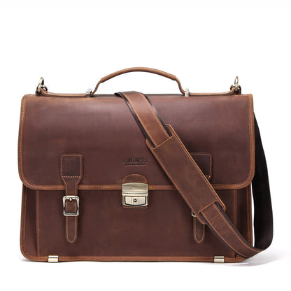 14 inch laptop leather mens business briefcase