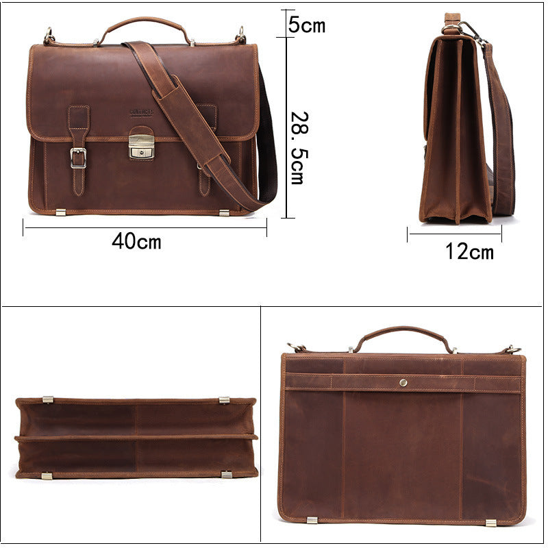 14 inch laptop leather mens business briefcase