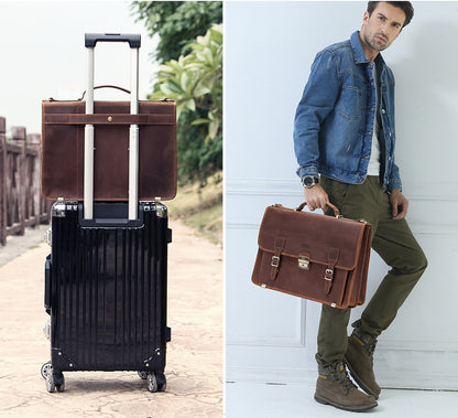 14 inch laptop leather mens business briefcase