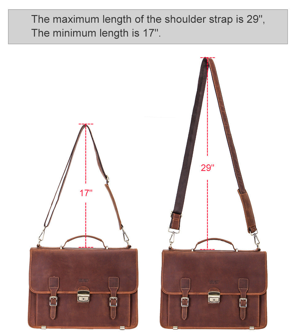 14 inch laptop leather mens business briefcase