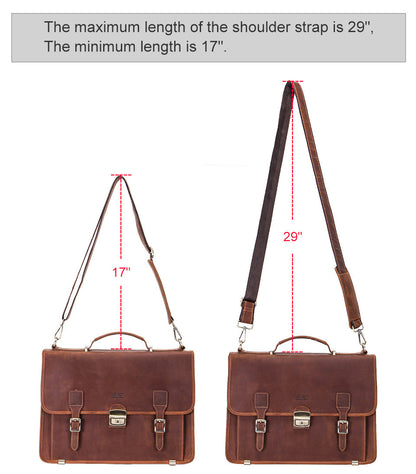 14 inch laptop leather mens business briefcase