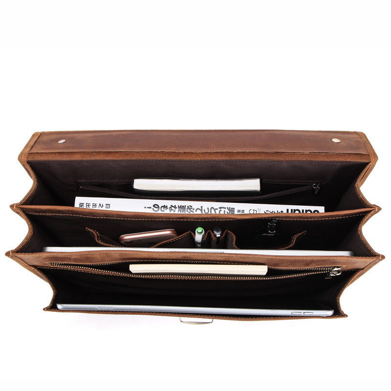 14 inch laptop leather mens business briefcase