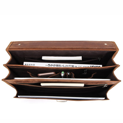 14 inch laptop leather mens business briefcase