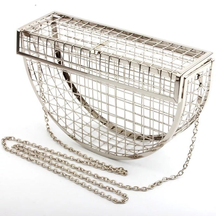 super fire metal semicircle hollow dinner shoulder bag