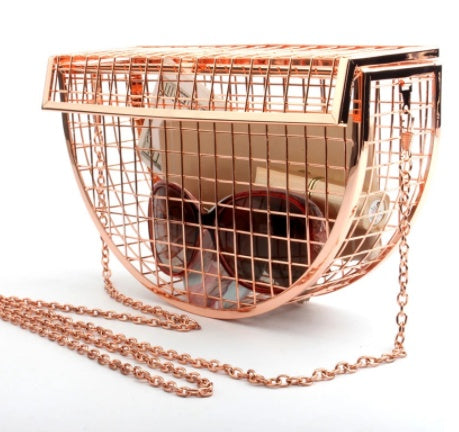 super fire metal semicircle hollow dinner shoulder bag