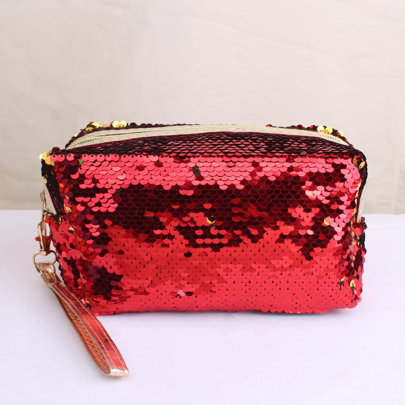 reversible mermaid sequin cosmetic bag