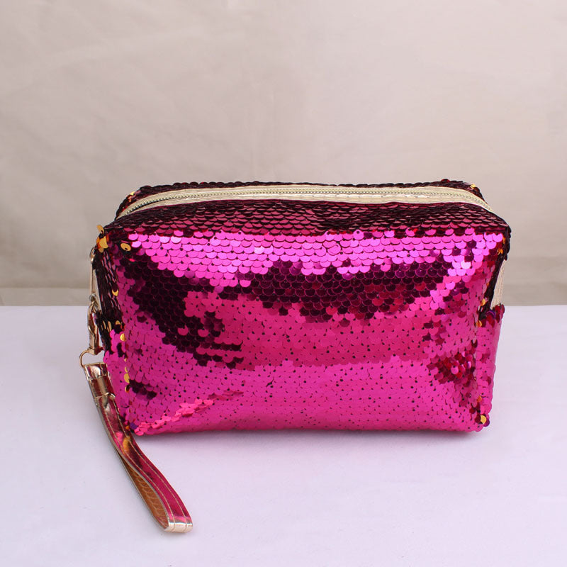 reversible mermaid sequin cosmetic bag