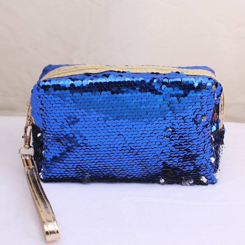 reversible mermaid sequin cosmetic bag