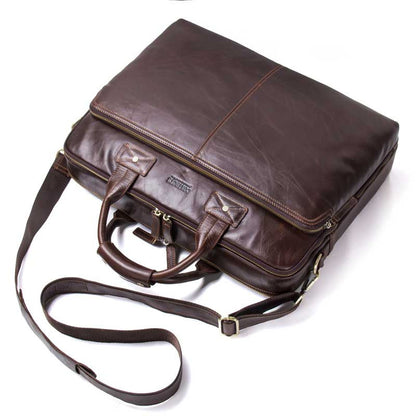 casual leather business briefcase large capacity mens shoulder bag