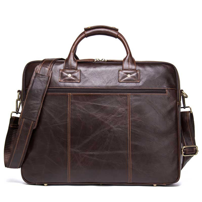 casual leather business briefcase large capacity mens shoulder bag