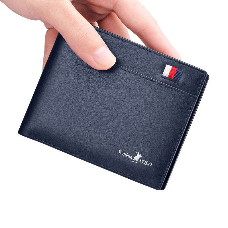 ultra thin mini mens short leather wallet