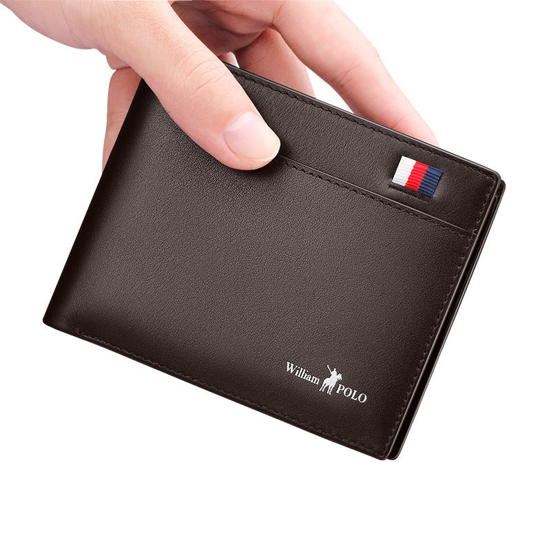 ultra thin mini mens short leather wallet