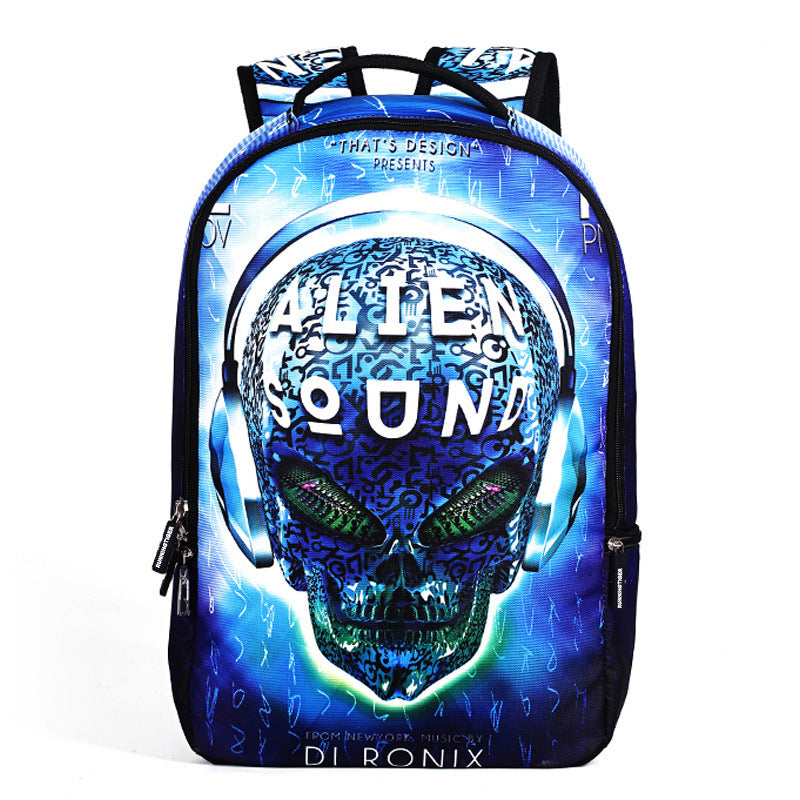 trendy skull head travel sports backpack student school bag