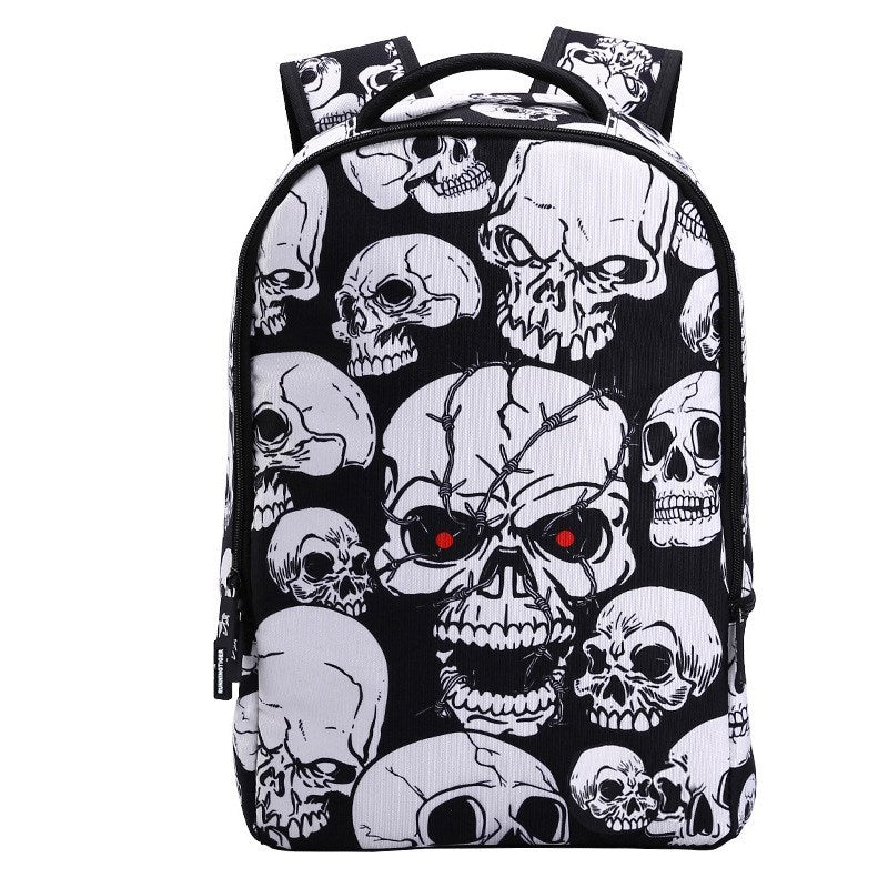 trendy skull head travel sports backpack student school bag