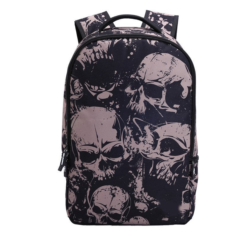 trendy skull head travel sports backpack student school bag