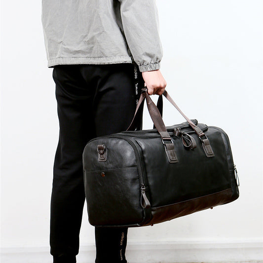 pu leather large capacity travel bag mens business travel duffel bag