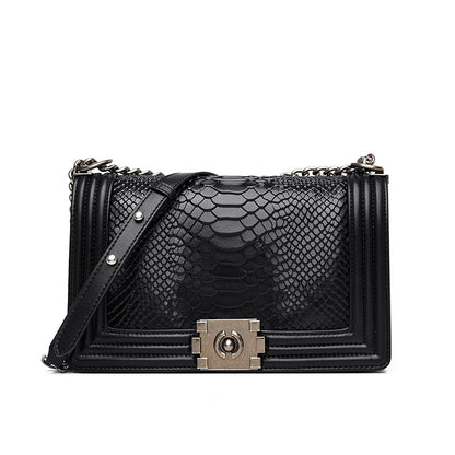 european and american retro top layer cowhide embossed chain bag