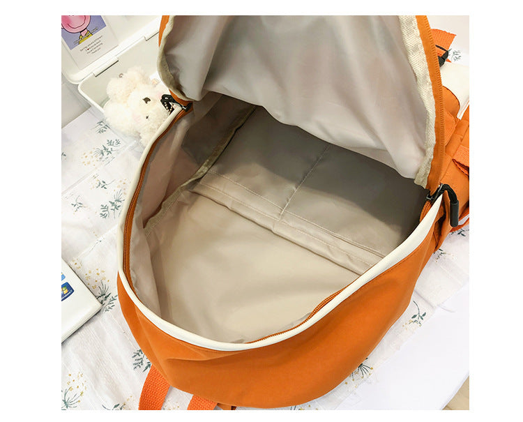 college style ins color matching casual double pocket student schoolbag