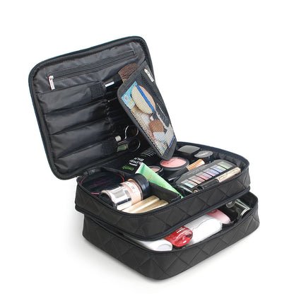 large capacity double deck cosmetic bag