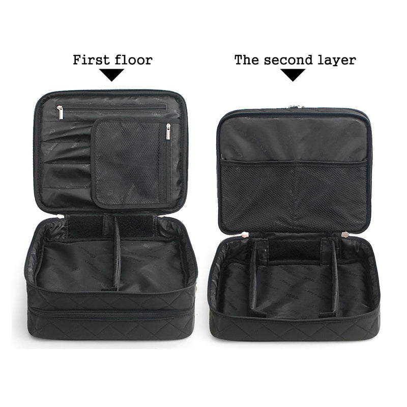 large capacity double deck cosmetic bag