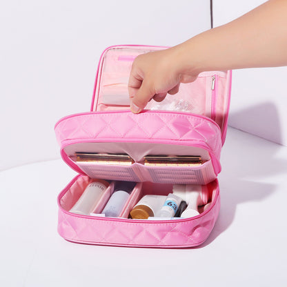 large capacity double deck cosmetic bag