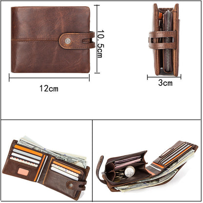 fashion anti theft brushed leather mens wallet