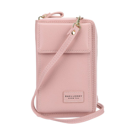 multifunctional mobile phone bag with litchi pattern button zipper