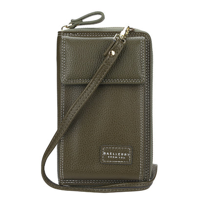multifunctional mobile phone bag with litchi pattern button zipper