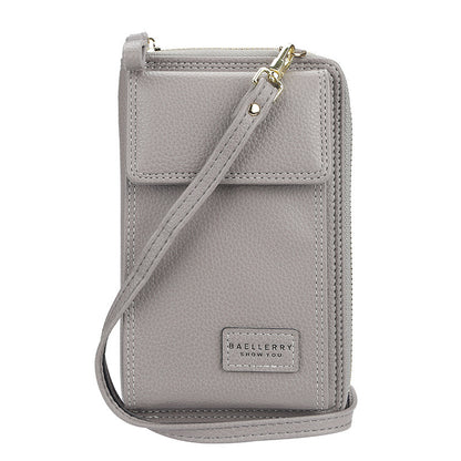 multifunctional mobile phone bag with litchi pattern button zipper