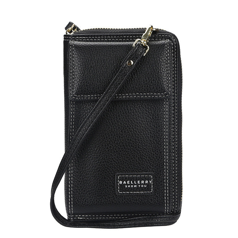 multifunctional mobile phone bag with litchi pattern button zipper