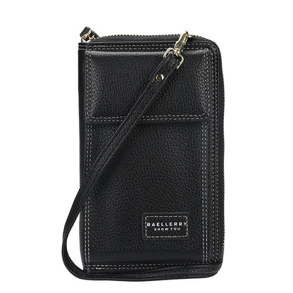 multifunctional mobile phone bag with litchi pattern button zipper