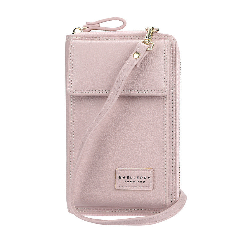 multifunctional mobile phone bag with litchi pattern button zipper