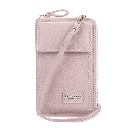 multifunctional mobile phone bag with litchi pattern button zipper
