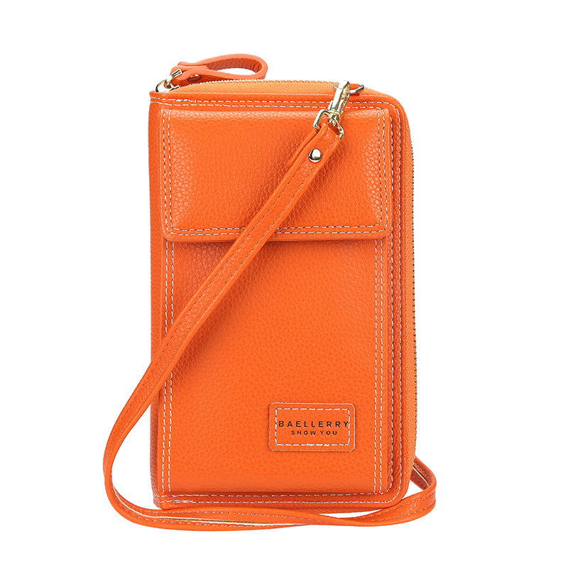 multifunctional mobile phone bag with litchi pattern button zipper