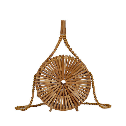 bamboo woven ladys small round bag