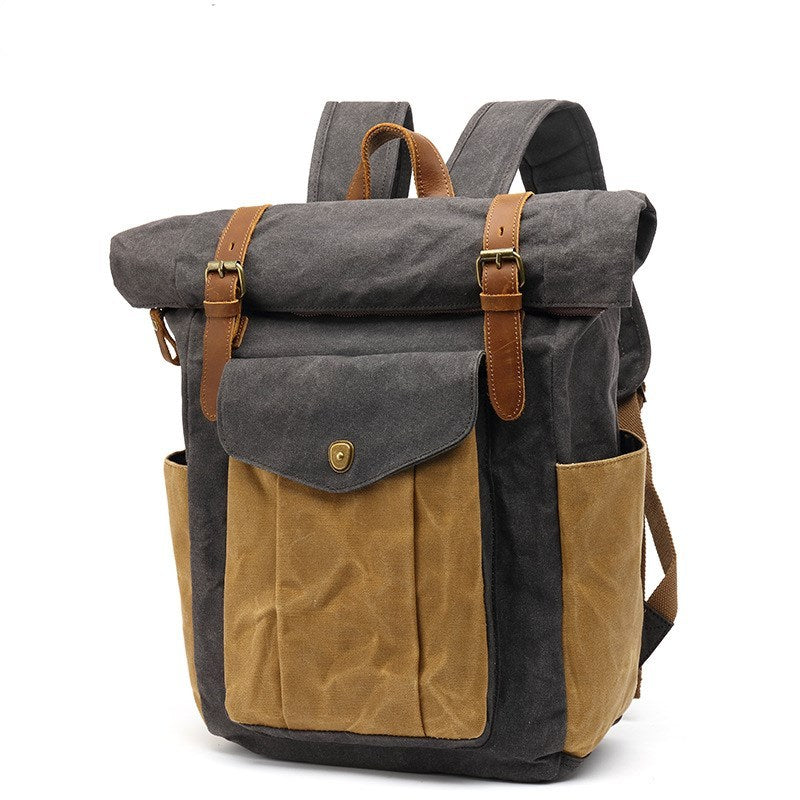 retro male travel backpack travel student bag