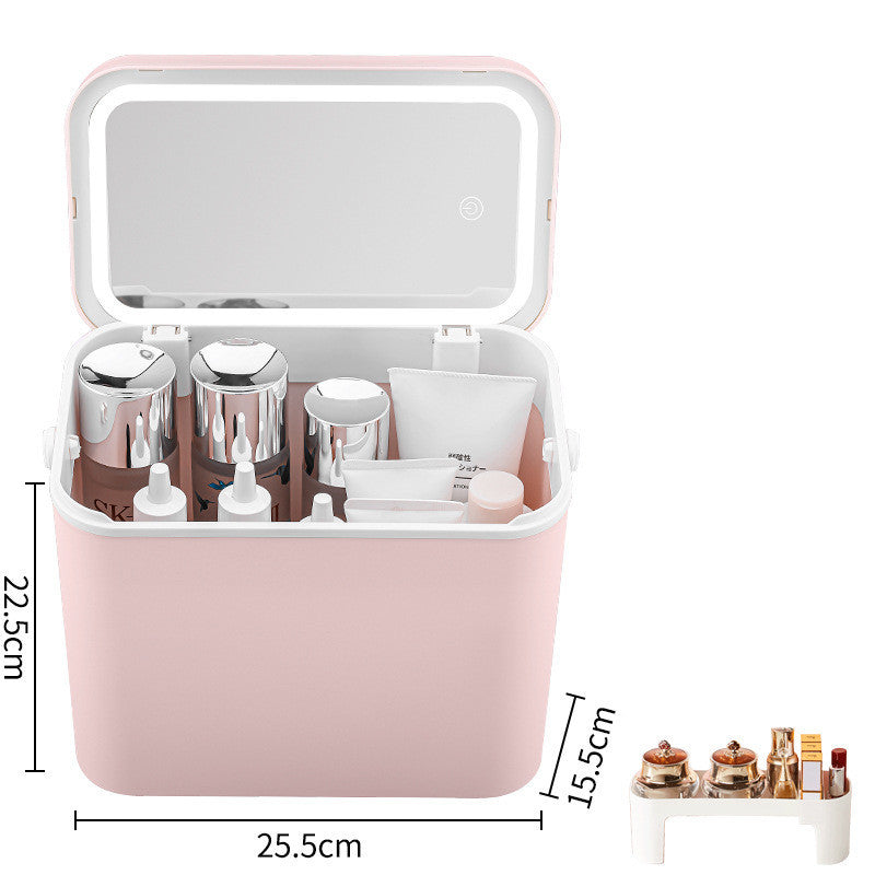 large capacity with mirror cosmetic bag new portable oversized storage box super hot suitcase for women