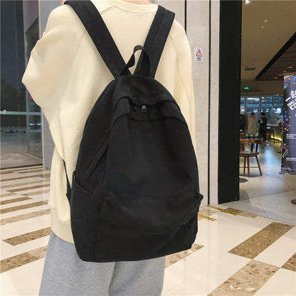 simple solid color casual student backpack