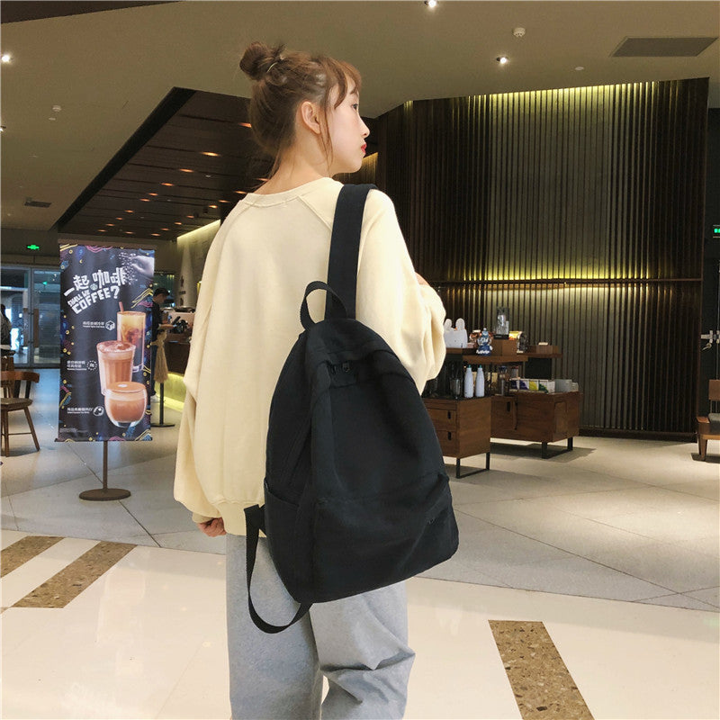 simple solid color casual student backpack