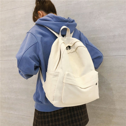 simple solid color casual student backpack