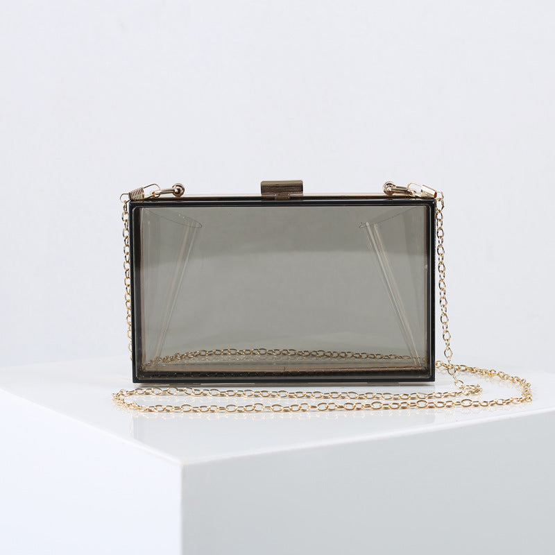 fashion female bag small square bag summer candy color transparent box bag dinner bag chain bag