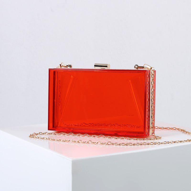 fashion female bag small square bag summer candy color transparent box bag dinner bag chain bag